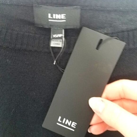 LINE Cashmere blend wide neck sweater Caviar Black XS NWT - Picture 6 of 7